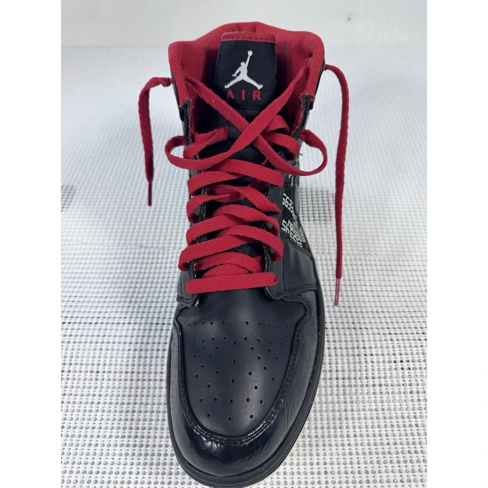 Jordan 1 Phat Mid Black Red Graphic Print Mens Sneakers 374998-012 Size 13